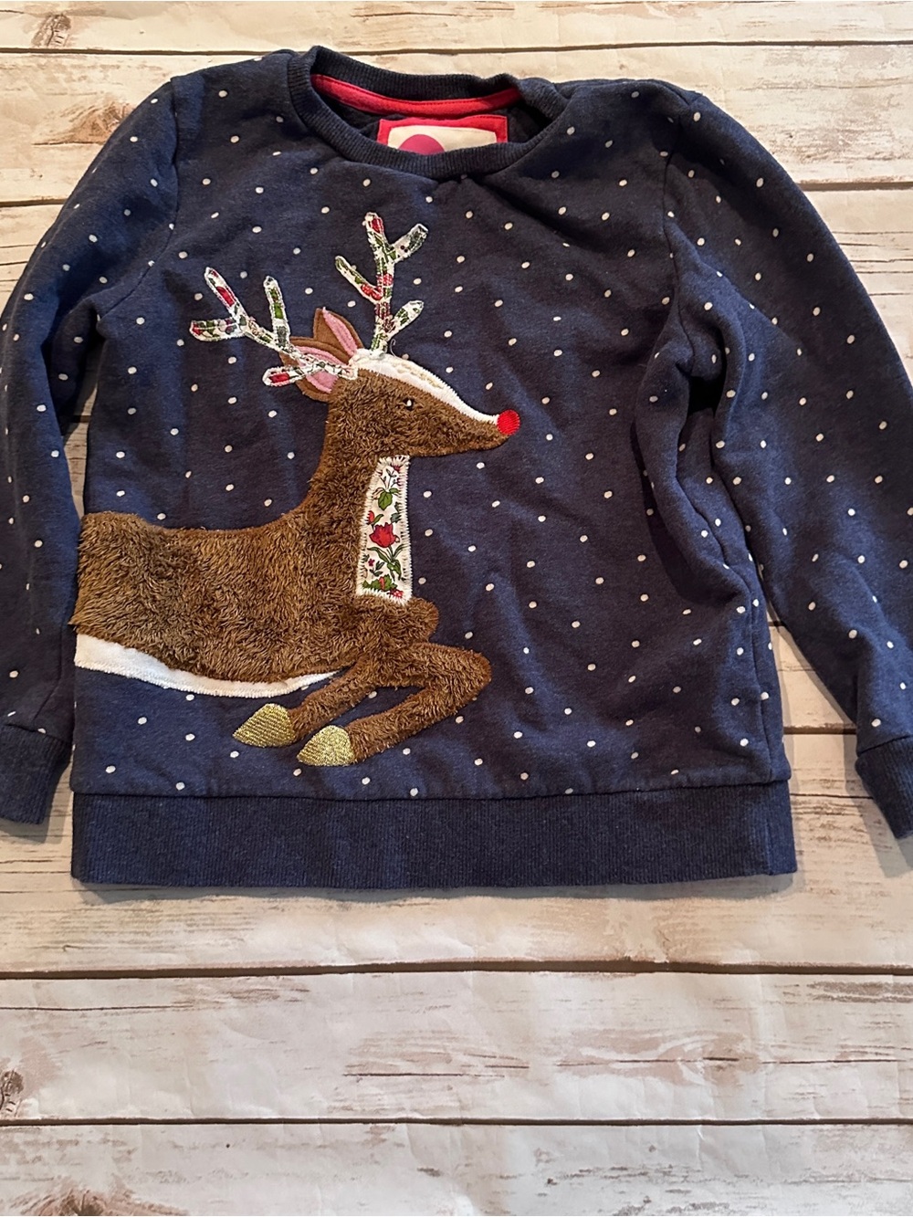 Mini Boden navy reindeer sweatshirt